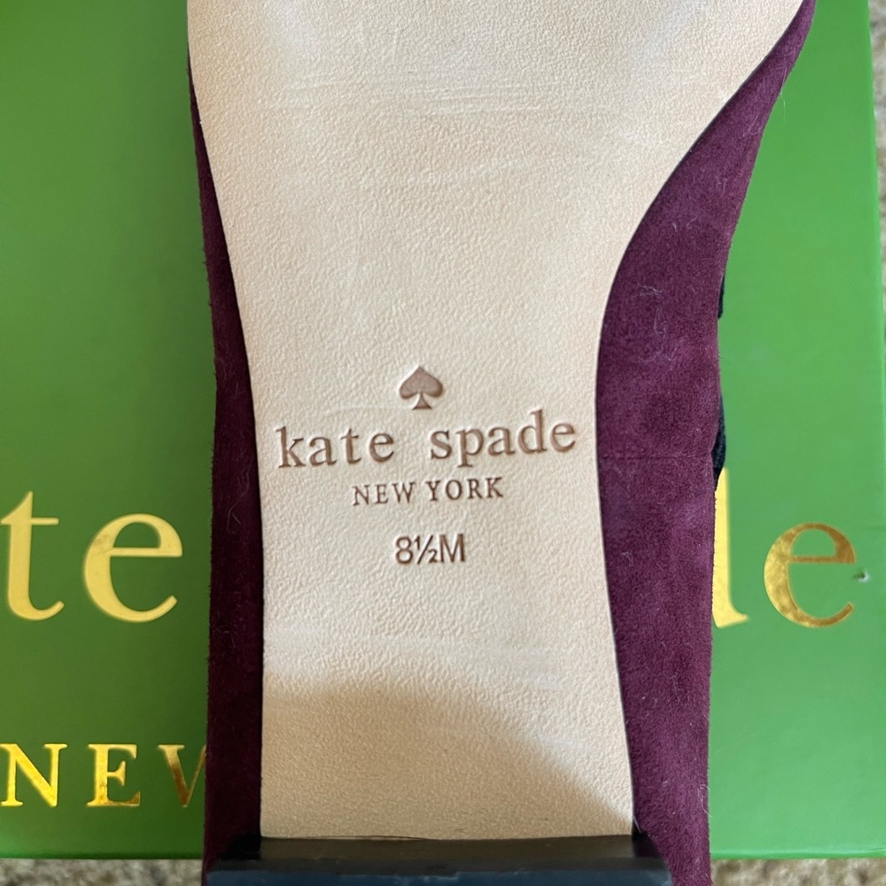 Kate Spade Kalani Velvet Pointed Ballet Flat in Deep Plum with Black 8.5 - Picture 4 of 5